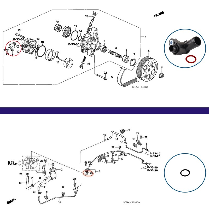 Power Steering Hose Connector with O-Ring Kit Compatible With HONDA