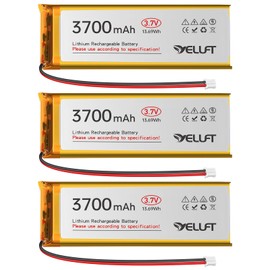 YELUFT 3pcs 3.7V 3700mAh 103395 Lithium Polymer Battery 1S LiPo Rechargeable Battery with Protection Board, Micro PH2.0 Plug Compatiable with WisBlock Meshtastic, ESP32 Development Board