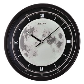 Seiko QXA831KRH Non Ticking Wall Clock, 16 Inch, Metallic Black