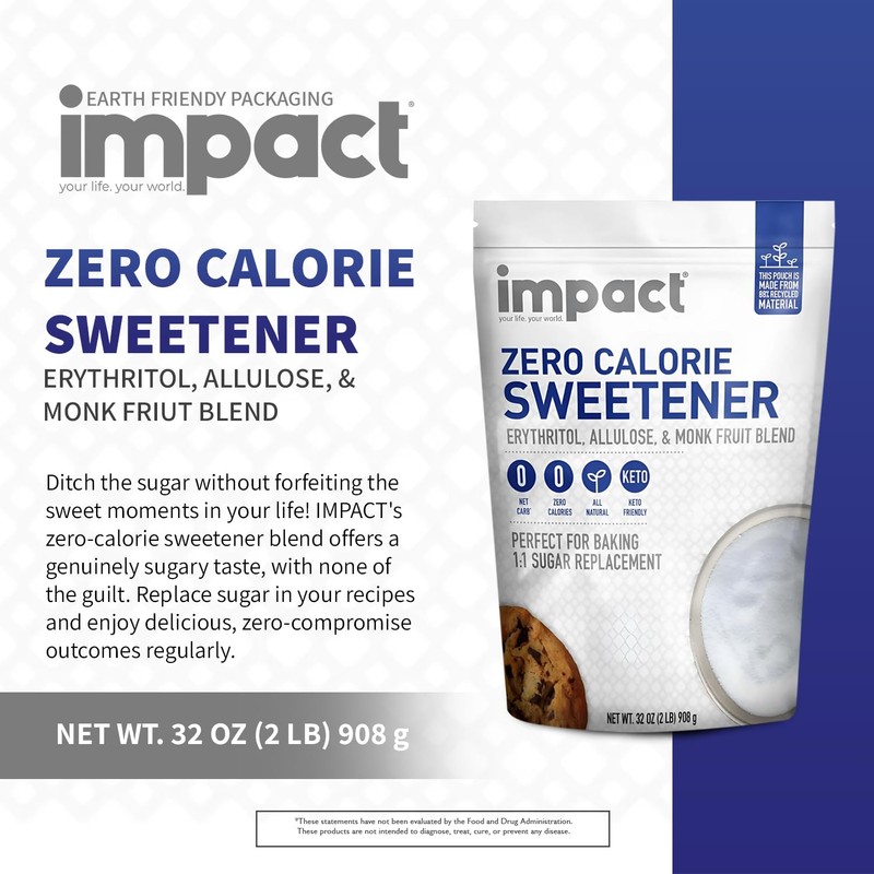 Impact - Erythritol Allulose Monk Fruit Sweetener Blend, Zero Calorie,