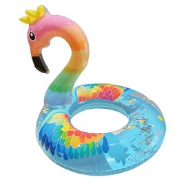 Inflatable Flamingo Swimming Ring, Glitter Pink Swimming Ring, Air Mattress Pool Floaties, Pool Inflatable Ring, Adults, Children for Pool Party Toy (Blue-70)