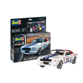 Revell 67716 Model Set 1965 Shelby GT 350 R 1:24 Scale Unbuilt/Unpainted Plastic Model Kit with Contacta Professional Glue, Paintbrush & Selected Aqua Color Paints