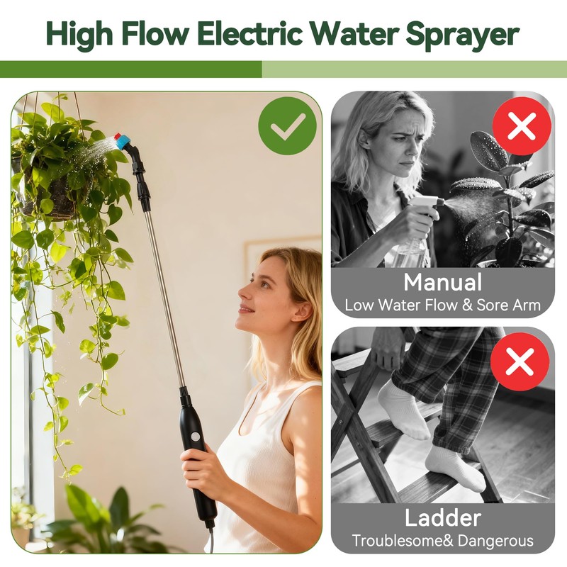 High Reach Electric Plant Waterer for Indoor Hanging Plants,Telescoping Indoor