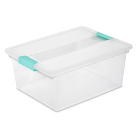 Sterilite 4-Pack Clip Box, Stackable Clear Plastic Bins with Latching Lids, Deep - Writing, Arts or Crafts Supplies Storage Containers for Home, Office, Classroom and Workshop Organization