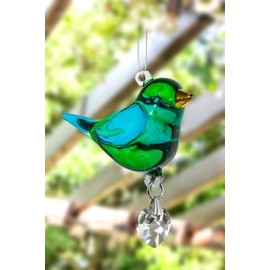 Pretty Little Bird - Emerald Green - Robin Suncatcher, Handmade Crystal Bird - Hanging Mobile Ornament