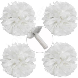 Lovecheer 4Pack White Cheer Pom Poms Plastic Pom Poms Cheerleading for Team Spirits Sports Dance Cheering