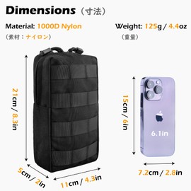 TRIWONDER Tactical Molle Pouch Compact Military Waist Belt EDC Utility Pouch Bags (Black)