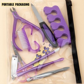 Manicure Set Nail Clipper Kit, Stainless Steel Professional Pedicure Kit, 10PCS Nail Cutter Tweezers, Nail Scissors Grooming Care Tools, Cuticle Remover Accessories for Women & Men（Purple）
