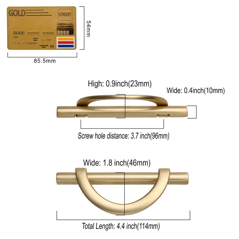 Amerdeco 10 Pack Brushed Gold Cabinet Pulls 3.75 Inch(96MM) Hole