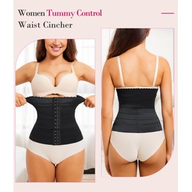 Nebility Womens' Waist Trainer Tummy Control Waist Cincher Slim Body Shaper (Black with Extra Belt, Large)