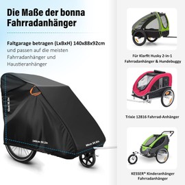Folding Garage for Bicycle Trailers, Dog Trailer and Load Trailer Cover Waterproof - 600D Windproof Tear-Resistant Oxford Fabric Bicycle Trailer Cover Accessories - (140 x 88 x 92 cm)