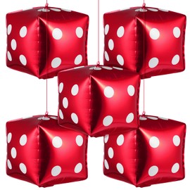 5Pcs Cube Dice Foil Balloons Square Shaped Aluminum Foil Balloons for Theme Party Decoration Wedding Birthday Party Activities Photo Props Supplies