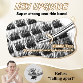 Cluster Lashes QUEWEL 72 Pcs DIY Cluster Eyelash Extension, Soft Individual Eyelashes D Curl Eyelash Clusters MIX8-16mm Length Lightweight For Personal Makeup Use At Home(QU07-D-MIX8-16)