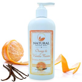 Orange & Vanilla Fusion Hand & Body Lotion, Natural Moisturizer for Dry Skin w/Aloe Vera, Coconut Oil, Ceramides, Vitamin B5, Vitamin E, Intense Moisturizing Cream 8 oz