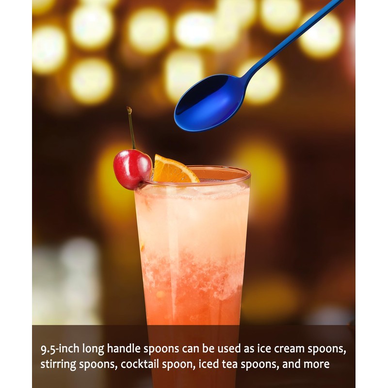 Lovingly Yours 9.5-Inch Long Handle Ice Tea Spoons, Ice Cream