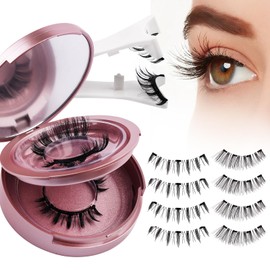 Premium Magnetic Eyelashes Set - 2 Pairs with Applicator | No Glue, Natural Look, Waterproof, Reusable | Wispy Lashes, Magnetic Eyelashes Kit (KS02+XM1)