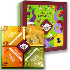 ETS Tea Gift Box "Caring Moments" | Ayurveda Herbal Tea Tasting Set & Beauty Gift | 4 Tea Varieties | Organic | 32 Tea Bags