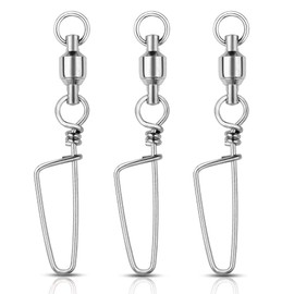 AMYSPORTS Stainless Connector Fishing Snap Swivel High Strength Bearing Swivel Fishing Lock Rolling Swivels Snap Tackle Stainless Steel for Saltwater Freshwater 48pcs 119lbs