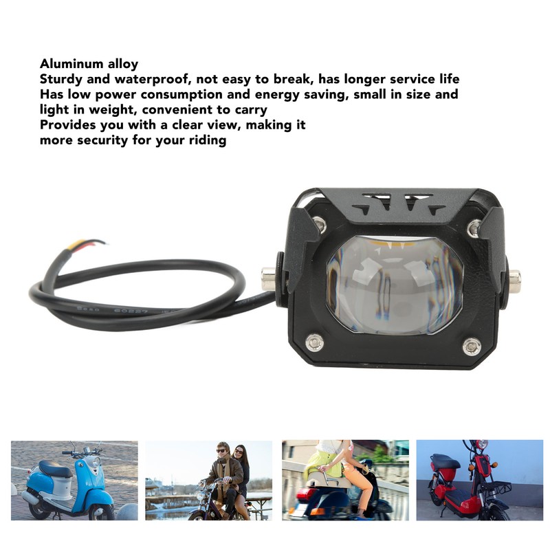LED Electric Bike Light Aluminum Alloy High Brightness Bicolor Lens