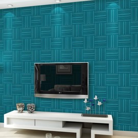 Aurawall Velvet 3D Wall Panels for Interior Wall Decor Peel and Stick, Soundproof Geometric Textured 3D Wall Panels for Living Room, Bedroom, TV Background 17.7" x 17.7", Covers 26.15 Sq.Ft (Teal)