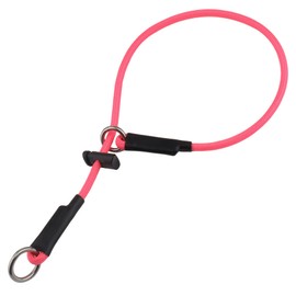 Slip Collar for Small & Medium Dogs, 1/4" Nylon Rope Dog Collar with Spring-Loaded Adjustable Stopper, Sturdy Lightweight Slip-On Design (Pink, 16")