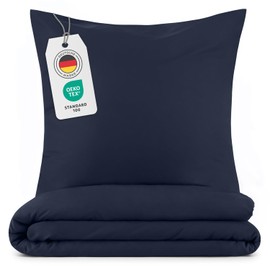 Blumtal Microfibre Bed Linen Set, Duvet 135 x 200 cm and Pillow 50 x 80 cm, Super Soft Duvet Cover Set, Deep Sea Blue