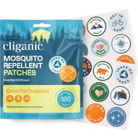 Cliganic Mosquito Repellent Stickers (180 Pack) - Camping Patches for Kids & Adults, Natural DEET-Free, Essential Oil Infused