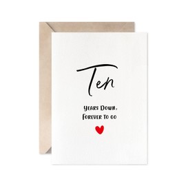MAGJUCHE 10th Anniversary Card, Ten Years Down Forever To Go, Romantic Valentines Day Wedding Card For Husband Wife