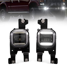 BUNKER INDUST LED Fog Light with Daytime Running Lights for 2008 2009 2010 Ford F250/F350/F450/F550 Super Duty, OEM Bumper Driving DRL Fog Lamp Assembly Kit