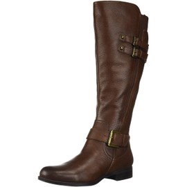Naturalizer Womens Jessie Knee High Buckle Detail Riding Boots Chocolate Brown Leather Wide Calf 9 W