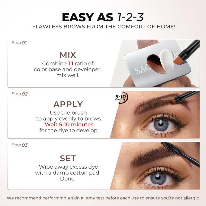 SACE LADY Eyebrow Tint Kit,Long-lasting Waterproof Sweat-proof Eyebrow Dye Paste