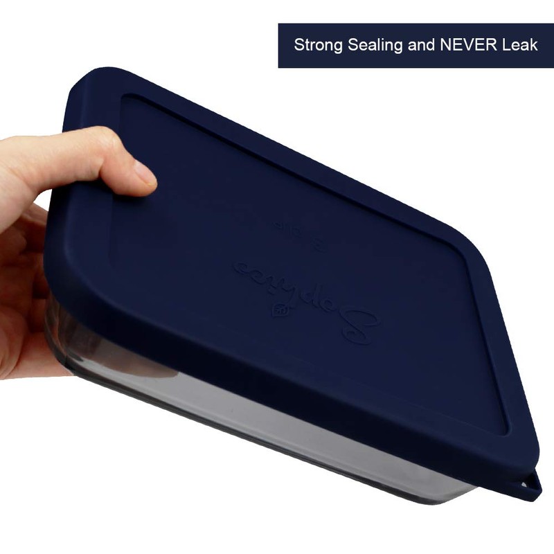 Sophico 3 Cup Rectangle Silicone Storage Cover Lids Replacement for