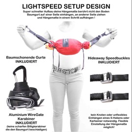 Outdoor Reise Camping Doppel Hängematte 2 Personen Strandtuch Sonnensegel - Set mit Baumgurte Aufhängung Karabiner Beutel Tasche Fallschirmseide Tensity Ultraleicht Nylon (UniColor GRÜN 3mm Diamond)