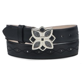 Cuadra | Belt for Women in Genuine Leather with Floral Buckle Exclusive CDA35RS Black