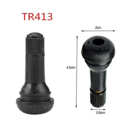 QISF 100Pcs TR413 Snap-in Short Black Rubber Tire Valve Stem for Tubeless 0.453 Inch 11.5mm Rim Holes on Standard Vehicle Tires