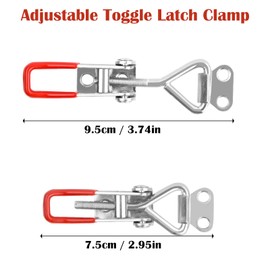 Pinsheng Toggle Clasp, Pack of 4, 100 kg Holding Capacity, Clamping Brackets, Adjustable Locking Made of Galvanised Iron, Toggle Clamps Metal Lever Lock for Cupboard, Case, Boxes