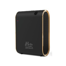 Hello Aromas Essential Oil Diffuser, Bluetooth Control, Black with Gold Trim (Black)