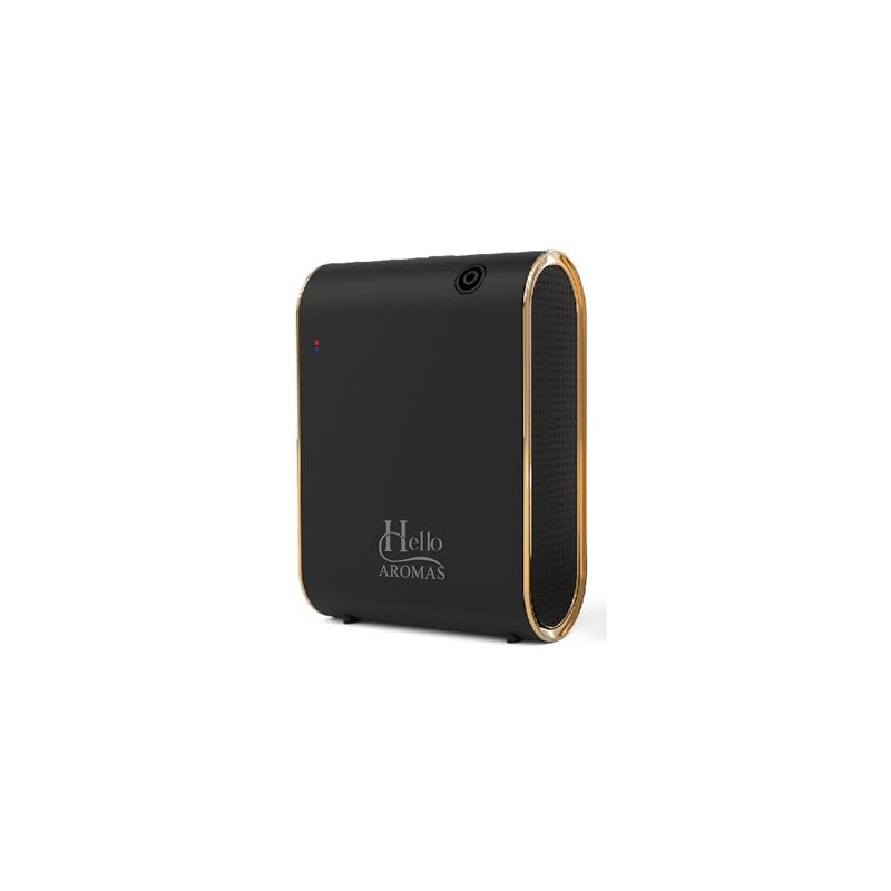 Hello Aromas Essential Oil Diffuser, Bluetooth Control, Black with Gold