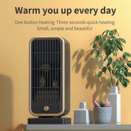 Space Heater 500W PTC Ceramic Low Noise Fast Heating Portable Personal Heater Fan with 30 Degrees Tip-Over and Overheat Protection for Bedroom Office Indoor Use Black
