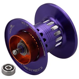 HEIGHTEN Boost Reel Spool Deep Groove PE Line Dedicated 2 Stage Movement, Daiwa Bait Reel, Replacement Spool with Bearings, Steeze, Zillion, Ryoga, Moisan, Silver Wolf (Purple) (836)
