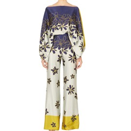 REASERAL Womens Fall Loose 2 Piece Outfits Off Shoulder Printed Long Sleeve Casual Going Out Wide Leg Pants Set