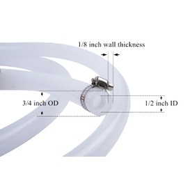 PEISONGFEI 1/2" ID Silicone Tubing, Food Grade Hose 1/2" ID x 3/4" OD 10 Feet Length Pure Silicone Hoses High Temp for Home Brewing Winemaking