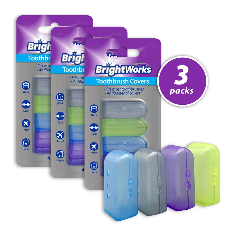 BrightWorks Toothbrush Cover Protectors for Travel, Purse, Backpack, and Home.