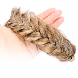 BOBIYA Wide Braided Headband with Teeth Braid Headbands With Teeth for Women Braided Hair Headbands with Tooth (Caramel Blonde)