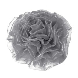 Elegant Organza Rose Flower Extra Large Big Brooches Lapel Pins Fashion Fabric Floral Oversized Brooch Pin for Women Wedding Party Banquet Dresses Suit Clothes Accessories Jewelry 300mm (Grey)