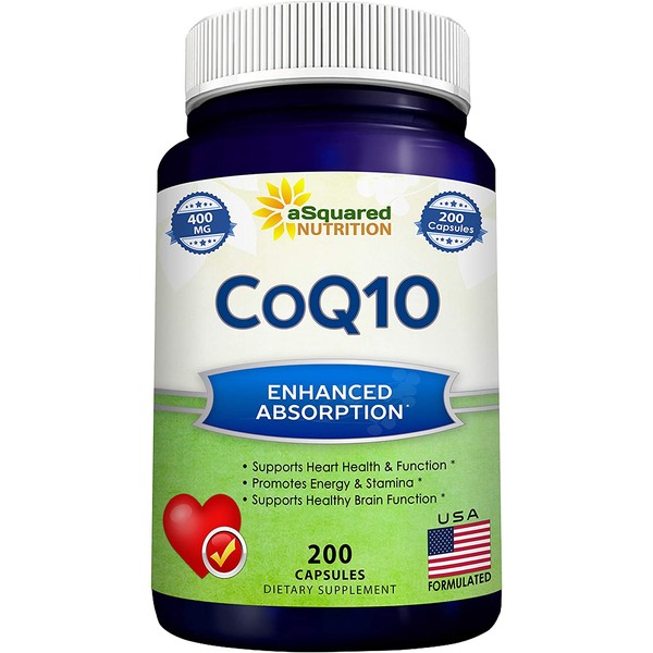 CoQ10 (400mg Max Strength, 200 Capsules) - High Absorption Vegan Coenzyme Q10 Powder - Ubiquinone Supplement Pills, Extra Antioxidant CO Q-10 Enzyme Vitamin Tablets, Coq 10 for Healthy Blood Pressure