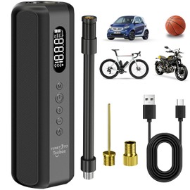 Tccbac Electric Bike Pump 5200mAh Portable Cordless Tyre Inflator Air Compressor with Digita Gauge for All Bikes,Cars,Motorbikes,Balls,150PSI Auto-Off