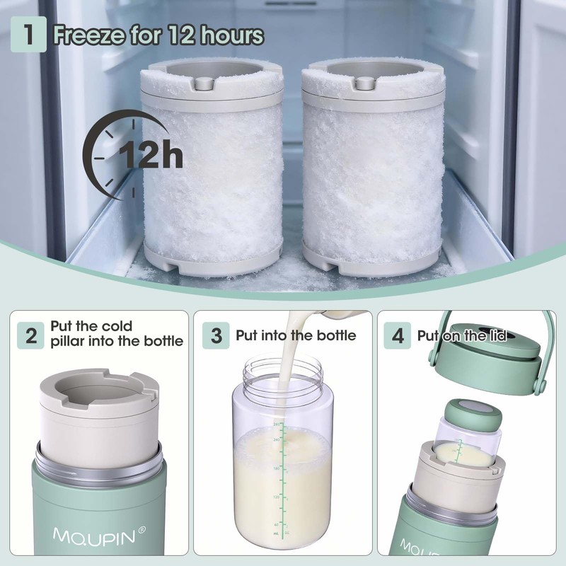 MQUPIN Breast Milk Cooler 20oz with Temperature Display 24Hours 360°