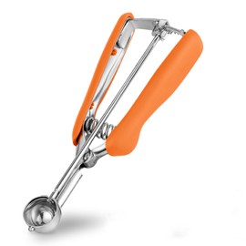 TJ POP Extra Small Cookie Scoop, 1 Tsp Cookie Scoop, Mini Ice Cream Scoop for Melon Baller, Cookie Dough, 0.2oz/ 25mm, Easy Squeeze & Release, Orange