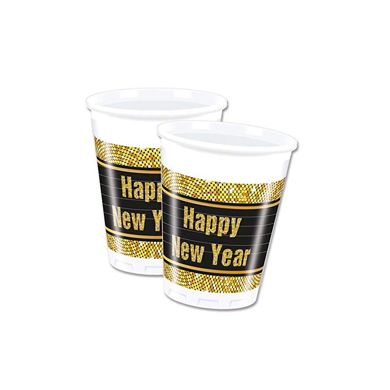 Procos 8 Party Cups Happy New Year/Metallic Colour 200 ml